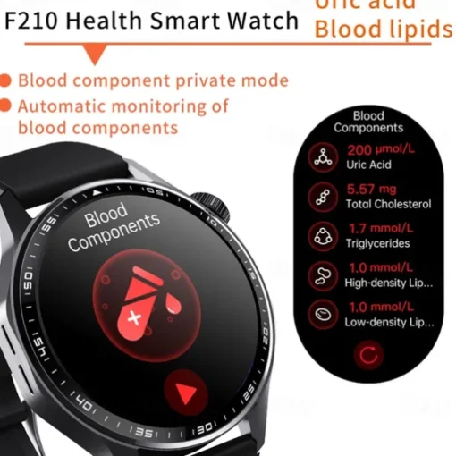 696 F210 Smart Watch 1.55 inch Smart Band Fitness Bracelet Bluetooth ECG+PPG Pedometer Call Reminder Compatible with Android iOS Men Hands-Free Calls Message Reminder IPX-0 48mm Watch Case