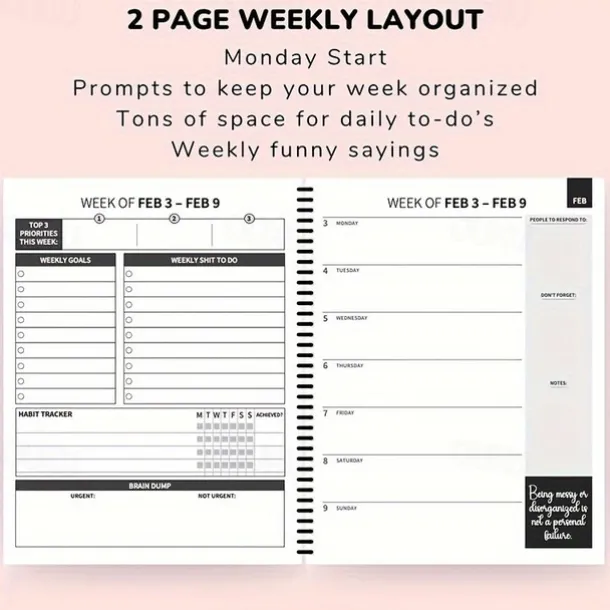 2025 Funny ADHD Weekly & Monthly Planner Adult Time Management Humor for Focus & Organization