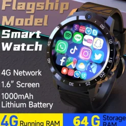 2023 Global Version 4G NET Smartwatch Android OS 1000mAH Battery 1.6 Screen Blood Pressure GPS Location Men Smart Watch