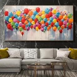 100% Handmade Modern Abstract Color Balloon Oil Painting On Canvas Home Decor For Living Room As Gift No Frame