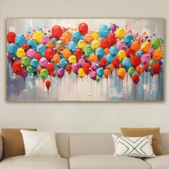100% Handmade Modern Abstract Color Balloon Oil Painting On Canvas Home Decor For Living Room As Gift No Frame