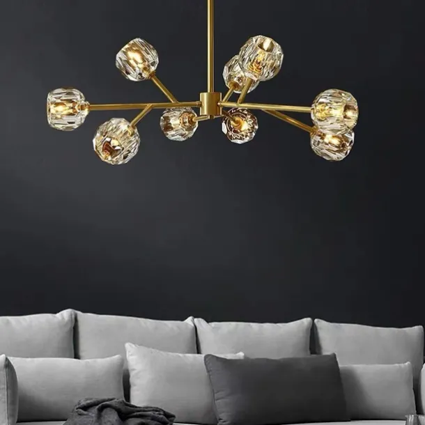 9 Heads 80 cm Gold Ceiling Lights Luxury Chandelier Made of Premium Copper Brass Modern Fashion 110-120V 220-240V