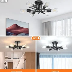 4 Heads 6 Heads Ceiling Light LED Metal Vintage Industrial Style Black Artistic Modern 220-240V