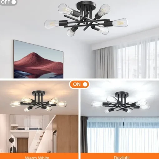 4 Heads 6 Heads Ceiling Light LED Metal Vintage Industrial Style Black Artistic Modern 220-240V