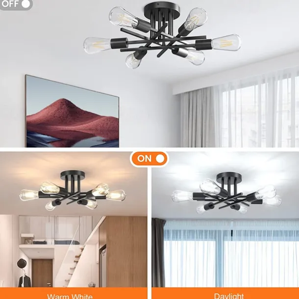 4 Heads 6 Heads Ceiling Light LED Metal Vintage Industrial Style Black Artistic Modern 220-240V