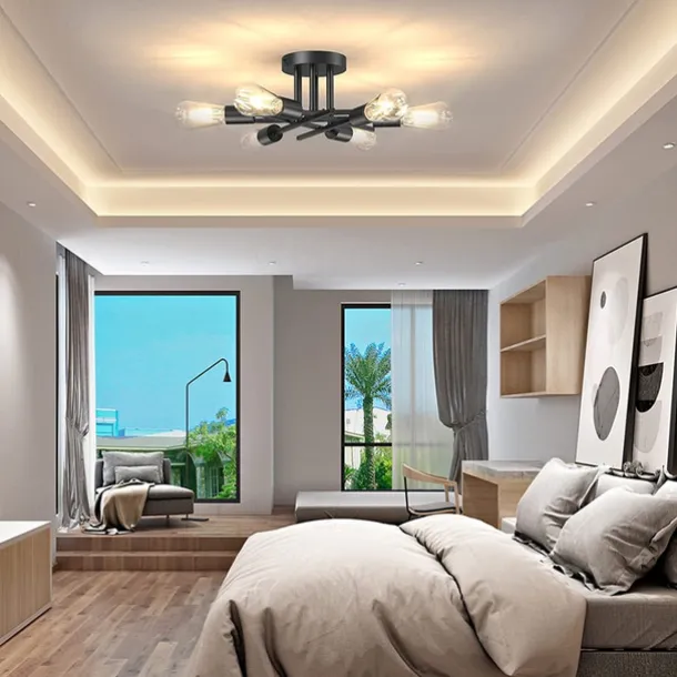 4 Heads 6 Heads Ceiling Light LED Metal Vintage Industrial Style Black Artistic Modern 220-240V