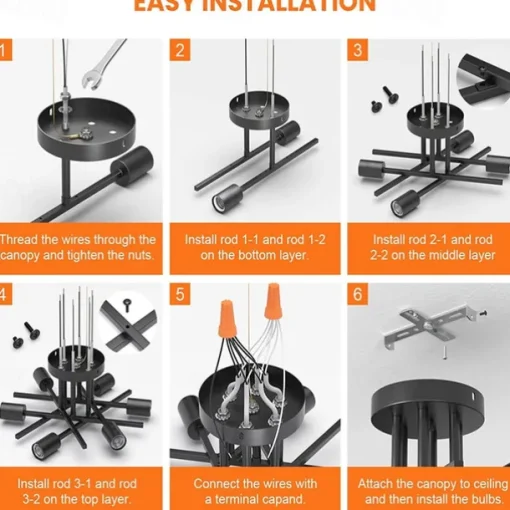 4 Heads 6 Heads Ceiling Light LED Metal Vintage Industrial Style Black Artistic Modern 220-240V