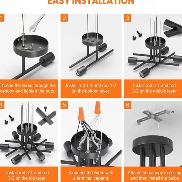 4 Heads 6 Heads Ceiling Light LED Metal Vintage Industrial Style Black Artistic Modern 220-240V