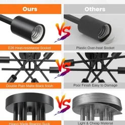 4 Heads 6 Heads Ceiling Light LED Metal Vintage Industrial Style Black Artistic Modern 220-240V