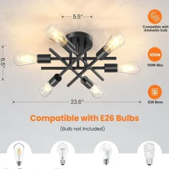 4 Heads 6 Heads Ceiling Light LED Metal Vintage Industrial Style Black Artistic Modern 220-240V
