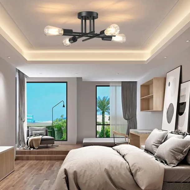 4 Heads 6 Heads Ceiling Light LED Metal Vintage Industrial Style Black Artistic Modern 220-240V