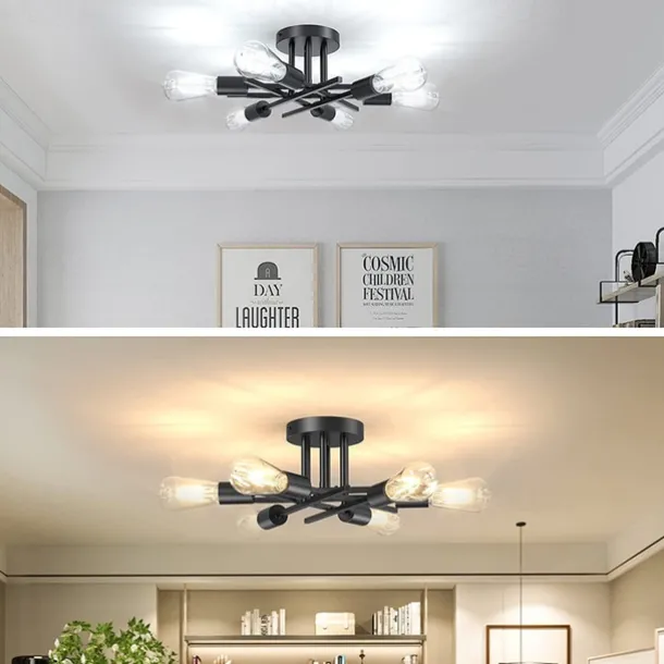 4 Heads 6 Heads Ceiling Light LED Metal Vintage Industrial Style Black Artistic Modern 220-240V