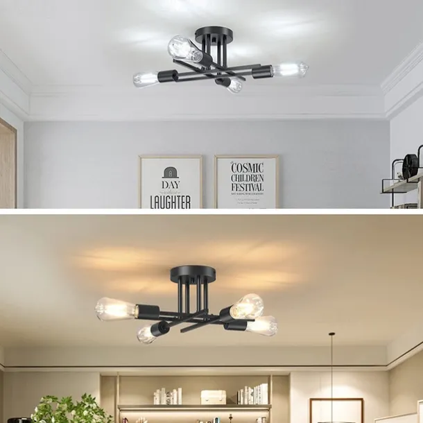 4 Heads 6 Heads Ceiling Light LED Metal Vintage Industrial Style Black Artistic Modern 220-240V