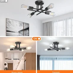 4 Heads 6 Heads Ceiling Light LED Metal Vintage Industrial Style Black Artistic Modern 220-240V