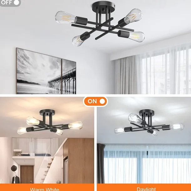 4 Heads 6 Heads Ceiling Light LED Metal Vintage Industrial Style Black Artistic Modern 220-240V