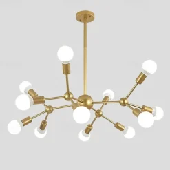 12 Heads 90cm Chandelier Sputnik Light Nordic Gold Black Painted Finishes Cluster Design Metal Ceiling Light for Living Room Bulb not Included 60W