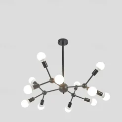 12 Heads 90cm Chandelier Sputnik Light Nordic Gold Black Painted Finishes Cluster Design Metal Ceiling Light for Living Room Bulb not Included 60W
