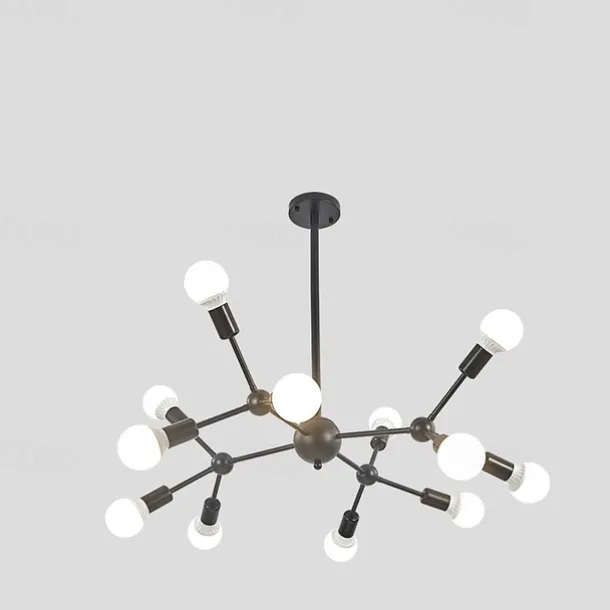 12 Heads 90cm Chandelier Sputnik Light Nordic Gold Black Painted Finishes Cluster Design Metal Ceiling Light for Living Room Bulb not Included 60W
