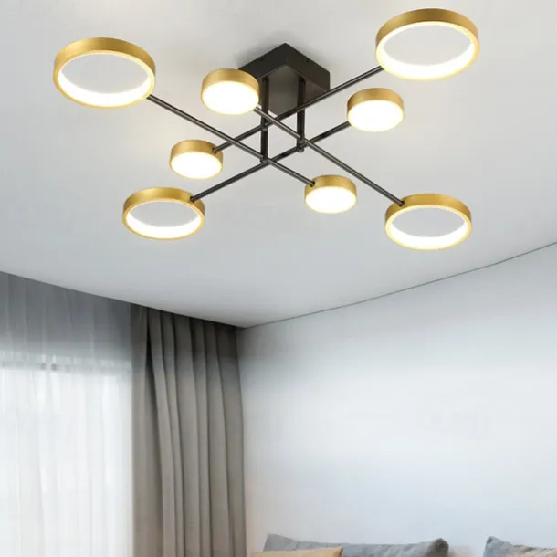 6/8 Heads LED Ceiling Light Modern Black Gold Nordic Circle Sputnik Design Metal Painted Finishes 110-120V 220-240V