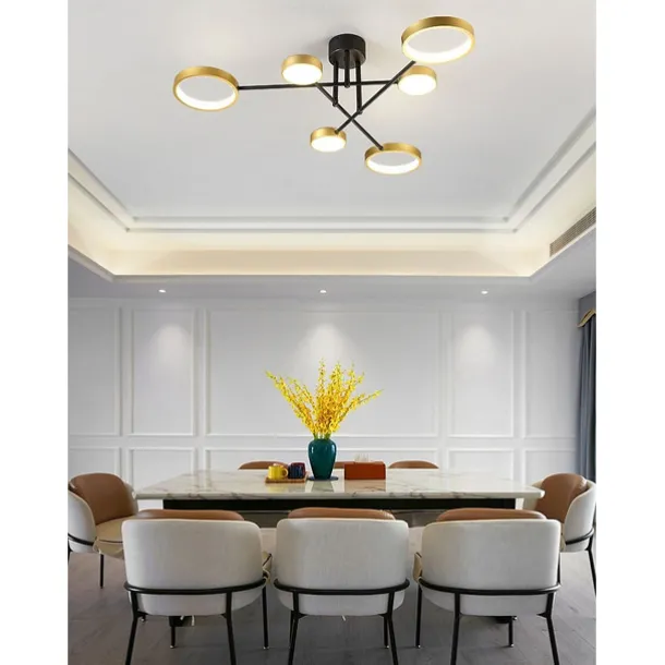 6/8 Heads LED Ceiling Light Modern Black Gold Nordic Circle Sputnik Design Metal Painted Finishes 110-120V 220-240V