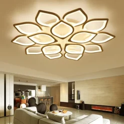 6/8/12/15 Heads LED Ceiling Light Lotus Design Ceiling Lamp Modern Artistic Metal Acrylic Style Stepless Dimming Bedroom Painted Finish Lights 110-240V ONLY DIMMABLE WITH REMOTE CONTROL Flower Design