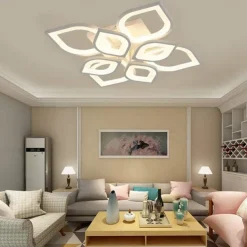 6/8/12/15 Heads LED Ceiling Light Lotus Design Ceiling Lamp Modern Artistic Metal Acrylic Style Stepless Dimming Bedroom Painted Finish Lights 110-240V ONLY DIMMABLE WITH REMOTE CONTROL Flower Design
