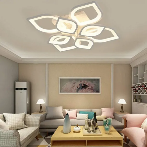 6/8/12/15 Heads LED Ceiling Light Lotus Design Ceiling Lamp Modern Artistic Metal Acrylic Style Stepless Dimming Bedroom Painted Finish Lights 110-240V ONLY DIMMABLE WITH REMOTE CONTROL Flower Design