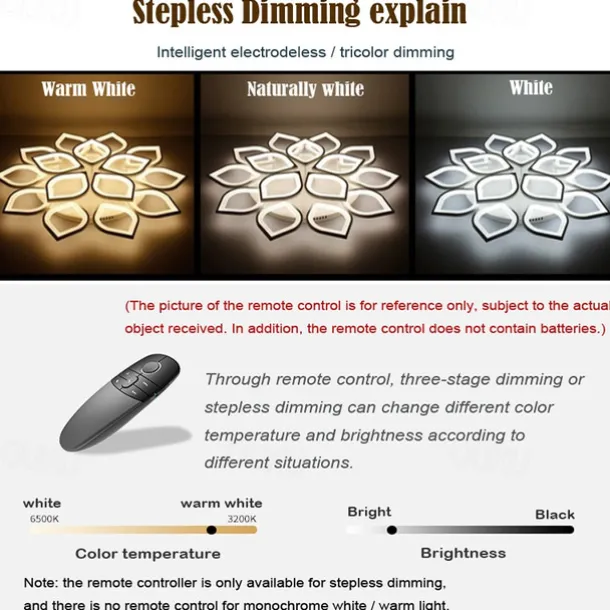 6/8/12/15 Heads LED Ceiling Light Lotus Design Ceiling Lamp Modern Artistic Metal Acrylic Style Stepless Dimming Bedroom Painted Finish Lights 110-240V ONLY DIMMABLE WITH REMOTE CONTROL Flower Design
