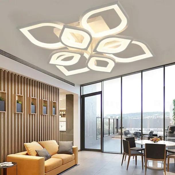6/8/12/15 Heads LED Ceiling Light Lotus Design Ceiling Lamp Modern Artistic Metal Acrylic Style Stepless Dimming Bedroom Painted Finish Lights 110-240V ONLY DIMMABLE WITH REMOTE CONTROL Flower Design
