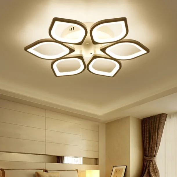 6/8/12/15 Heads LED Ceiling Light Lotus Design Ceiling Lamp Modern Artistic Metal Acrylic Style Stepless Dimming Bedroom Painted Finish Lights 110-240V ONLY DIMMABLE WITH REMOTE CONTROL Flower Design