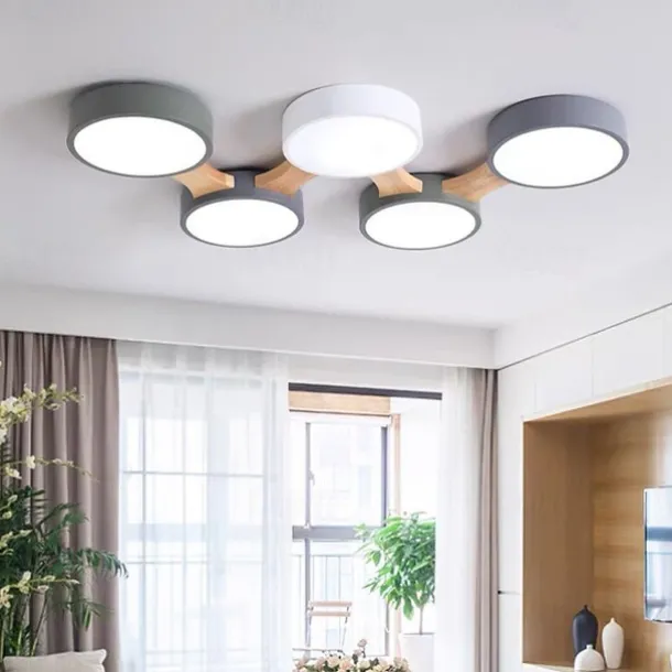 3/4/5 Heads LED Ceiling Light Nordic Style Flush Mount Wood Painted Finishes Modern Basic 110-120V 220-240V