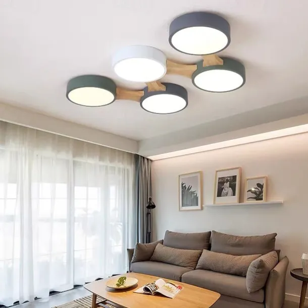 3/4/5 Heads LED Ceiling Light Nordic Style Flush Mount Wood Painted Finishes Modern Basic 110-120V 220-240V