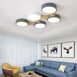 3/4/5 Heads LED Ceiling Light Nordic Style Flush Mount Wood Painted Finishes Modern Basic 110-120V 220-240V