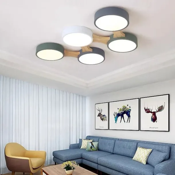 3/4/5 Heads LED Ceiling Light Nordic Style Flush Mount Wood Painted Finishes Modern Basic 110-120V 220-240V
