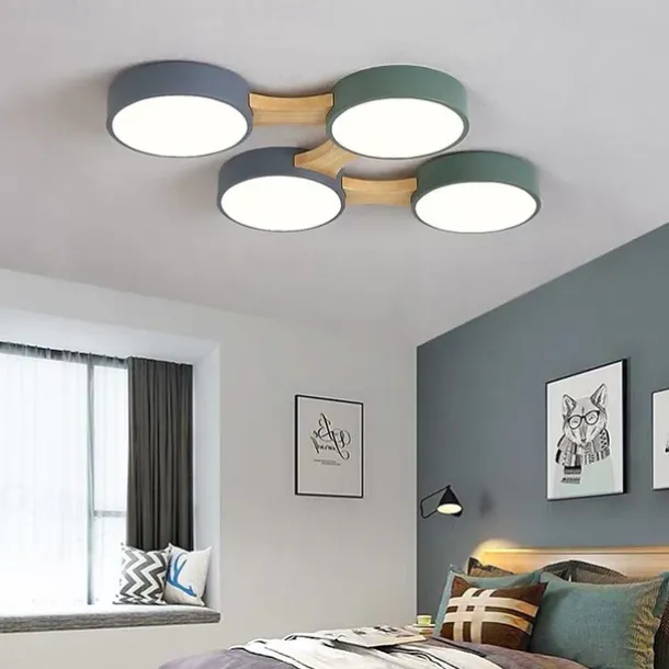 3/4/5 Heads LED Ceiling Light Nordic Style Flush Mount Wood Painted Finishes Modern Basic 110-120V 220-240V