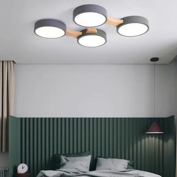 3/4/5 Heads LED Ceiling Light Nordic Style Flush Mount Wood Painted Finishes Modern Basic 110-120V 220-240V