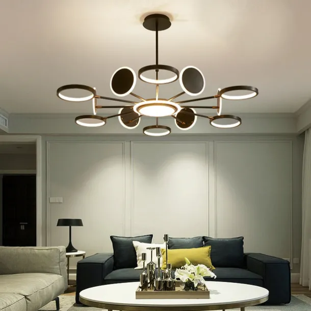 6/8/12 Heads LED Pendant Light Chandelier Modern Black Gold Circle Adjustable Design Metal Artistic Style Hollow Out Painted Finishes Contemporary Nordic Style 110-120V 220-240V
