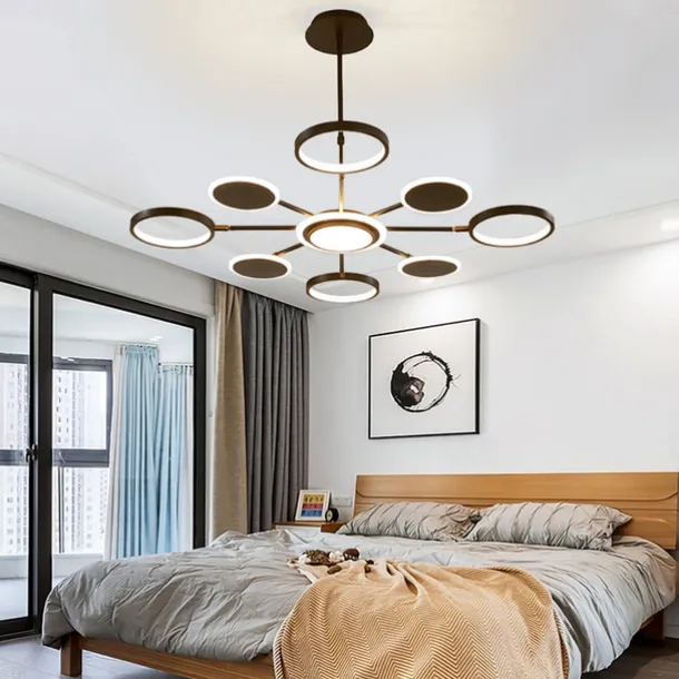 6/8/12 Heads LED Pendant Light Chandelier Modern Black Gold Circle Adjustable Design Metal Artistic Style Hollow Out Painted Finishes Contemporary Nordic Style 110-120V 220-240V