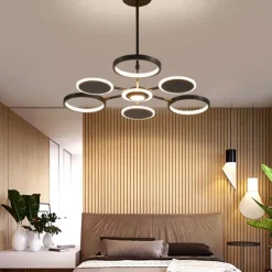 6/8/12 Heads LED Pendant Light Chandelier Modern Black Gold Circle Adjustable Design Metal Artistic Style Hollow Out Painted Finishes Contemporary Nordic Style 110-120V 220-240V