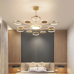 6/8/12 Heads LED Pendant Light Chandelier Modern Black Gold Circle Adjustable Design Metal Artistic Style Hollow Out Painted Finishes Contemporary Nordic Style 110-120V 220-240V