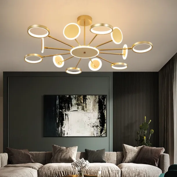 6/8/12 Heads LED Pendant Light Chandelier Modern Black Gold Circle Adjustable Design Metal Artistic Style Hollow Out Painted Finishes Contemporary Nordic Style 110-120V 220-240V