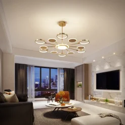 6/8/12 Heads LED Pendant Light Chandelier Modern Black Gold Circle Adjustable Design Metal Artistic Style Hollow Out Painted Finishes Contemporary Nordic Style 110-120V 220-240V