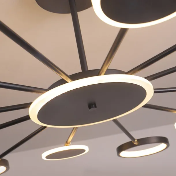 6/8/12 Heads LED Pendant Light Chandelier Modern Black Gold Circle Adjustable Design Metal Artistic Style Hollow Out Painted Finishes Contemporary Nordic Style 110-120V 220-240V