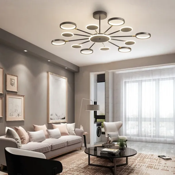 6/8/12 Heads LED Pendant Light Chandelier Modern Black Gold Circle Adjustable Design Metal Artistic Style Hollow Out Painted Finishes Contemporary Nordic Style 110-120V 220-240V