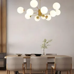 12 Heads Pendant Light Nordic Chandelier Sputnik Design Modern Gold Glass Shade Metal Painted Finishes 110-120V 220-240V