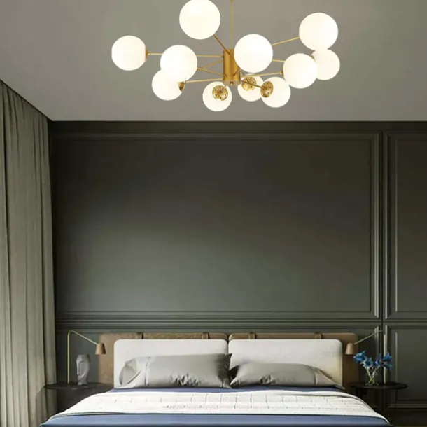 12 Heads Pendant Light Nordic Chandelier Sputnik Design Modern Gold Glass Shade Metal Painted Finishes 110-120V 220-240V