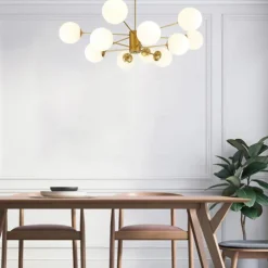 12 Heads Pendant Light Nordic Chandelier Sputnik Design Modern Gold Glass Shade Metal Painted Finishes 110-120V 220-240V