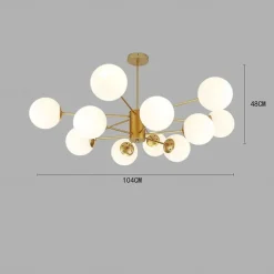 12 Heads Pendant Light Nordic Chandelier Sputnik Design Modern Gold Glass Shade Metal Painted Finishes 110-120V 220-240V