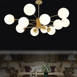 12 Heads Pendant Light Nordic Chandelier Sputnik Design Modern Gold Glass Shade Metal Painted Finishes 110-120V 220-240V