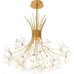 13/19 Heard Modern Fireworks Chandelier G4 Lamp Cap Crystal Dandelion Art Chandelier Ceiling Lamp in Living Room Bedroom and Dining Room